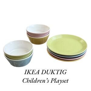 IKEA DUKTIG 8-piece Plate/Bowl Children's Playset, Mixed Colors